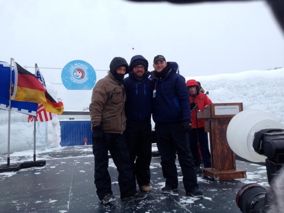 The medal ceremony. It was so cold and the wind was unreal.  